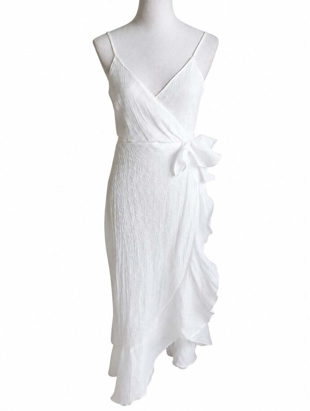 Lulu's White Textured Faux Wrap Bridal Dance Dress Size S NWOT